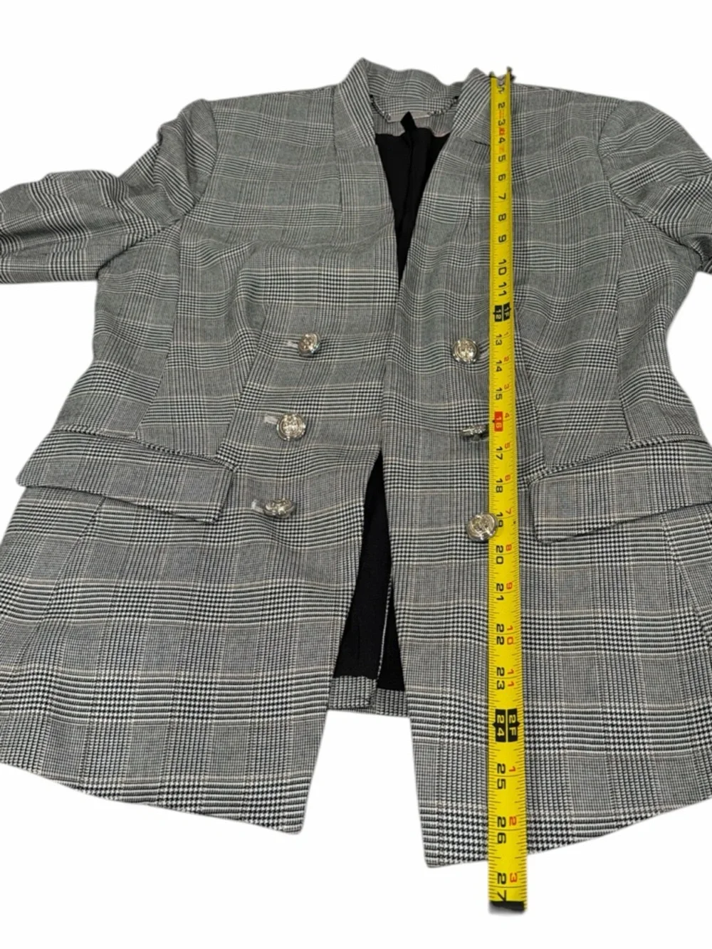 White House Black Market Glen Plaid Blazer Size 6 Tailored Double Button Chic - Picture 7 of 10